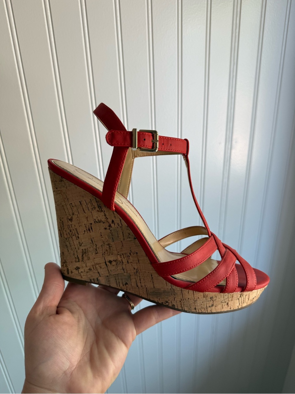 Jessica Simpson Coral Cork T-Strap Wedge Sandals